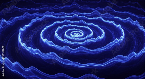 Vivid Blue Lightning Storm with Circular Pattern.