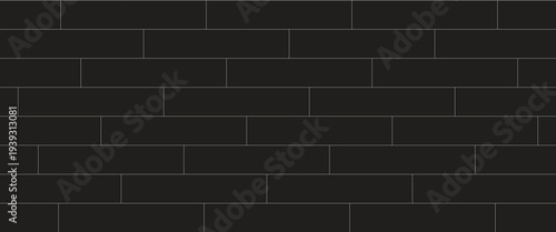 black brick wall texture, seamless cladding pattern for interior decoration, kitchen backsplash, plastic panel, building outdoor design. Abstract minimal background, vector eps 10