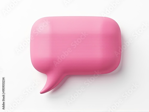 A bright pink speech bubble floating on a plain white surface, ideal for illustrations, infographics, and presentations
