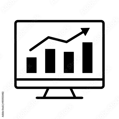 成長グラフとモニターのシンプルなベクターアイコン