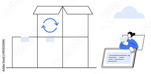 E-commerce concept. E-commerce with digital tools for processing orders and managing shipments. E-commerce streamlining online shopping and delivery operations. For logistics, retail, business tools