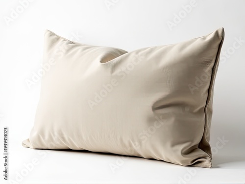 A pair of pillows resting on a clean and simple white table, perfect for various settings such as home decor, interior design, or still life photography