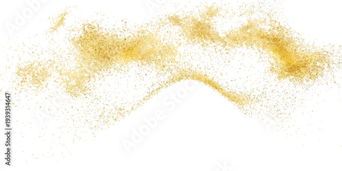 Sparkling gold dust sand texture scattering in a dynamic wave pattern vector illustration