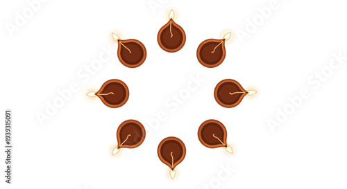 Vector illustration of 8 brown coffee beans