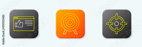 Set line Browser window, Target sport and icon. Vector