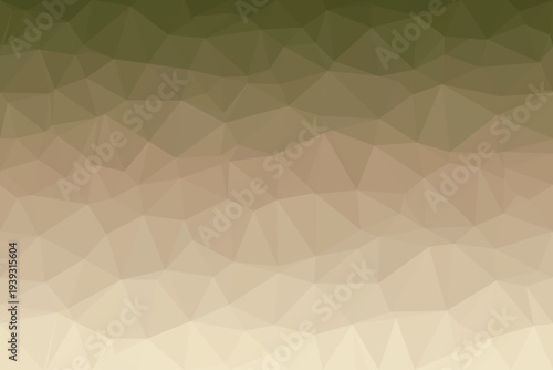 Geometric polygons form a subtle gradient from deep olive green to warm light brown
