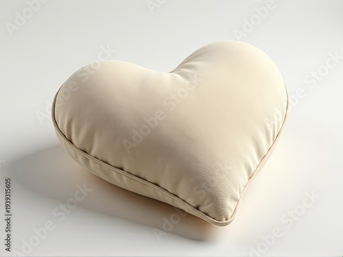A heart-shaped pillow on a white surface