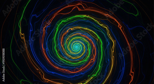 Colorful Spiral Light Pattern with Vibrant Swirls.