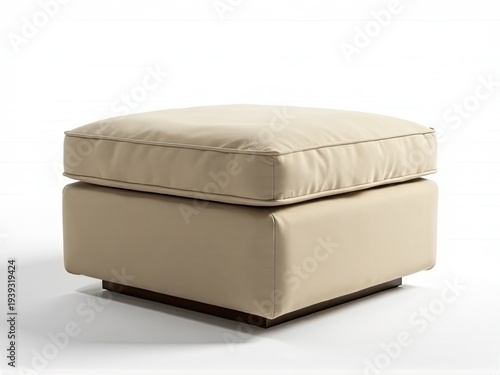 Beige ottoman on white floor