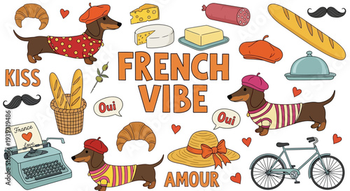 Dachshunds Enjoy French Vibe with Bicycles and Food in Parisian Setting