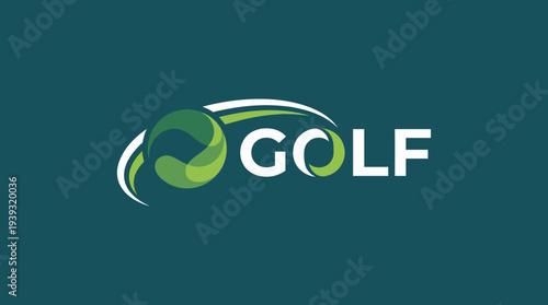 A vibrant logo design for golf featuring circular elements in greens and whites, symbolizing the sport, movement, and a sense of community and passion for the game.