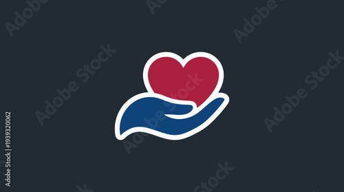 A minimalistic illustration featuring a hand supporting a heart symbolizes compassion, care, and love, illustrating the essence of human kindness and emotional connections.