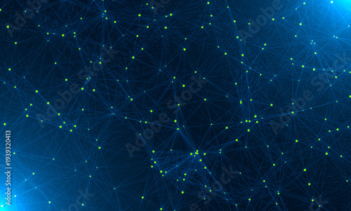 Digital abstract connection dots and lines. Network connection structure. Technology polygonal background. Plexus effect. Points and lines glowing Big data Network. Science 3d vector illustration