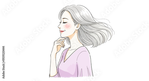 Beautiful woman with flowing hair thinking deeply indoors