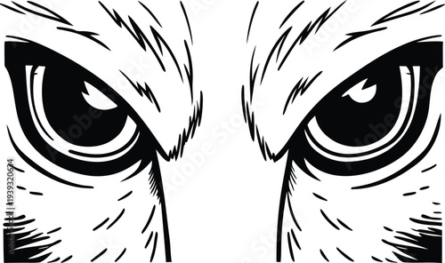 Vector illustration of angry eyes, close-up