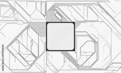 AI Artificial Intelligence chipset on circuit board in futuristic concept suitable for future technology artwork, Web Banner Abstract background, High tech technology geometric and connection system