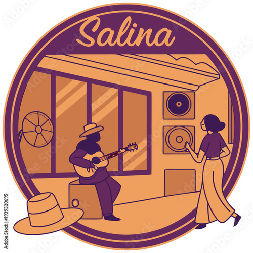 Salina Kansas Local Music Scene with Guitarist and Listener Badge