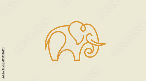 A minimalist illustration of an elephant drawn with smooth, flowing lines and curves, embodying grace and strength, perfect for nature and wildlife themes.