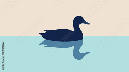 The image showcases a tranquil silhouette of a duck floating on calm waters, symbolizing peace, simplicity, and harmony in nature.