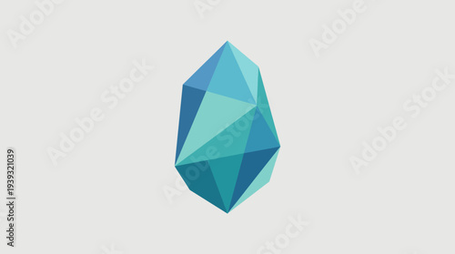 A visually striking geometric crystal shape in various shades of blue, representing clarity and serenity, ideal for digital art and modern design enthusiasts.