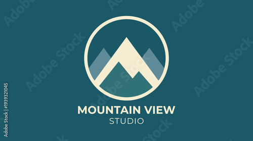 An elegant logo depicting a serene mountain view, symbolizing adventure and exploration, ideal for outdoor brands and creative agencies in need of a stunning identity.