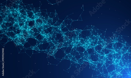 Digital abstract connection dots and lines. Network connection structure. Technology polygonal background. Plexus effect. Points and lines glowing Big data Network. Science 3d vector illustration