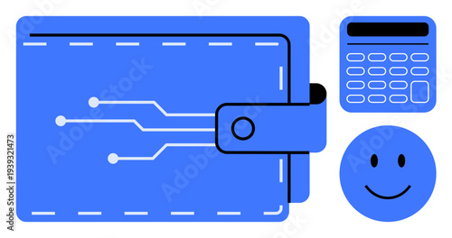 Digital wallet concept. Digital wallet with circuit design online transactions and financial management. Digital wallet s secure and efficient payment solutions. Relevant for fintech, e-commerce