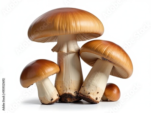 A close-up of multiple mushrooms stacked on top of each other, possibly in a forest or meadow environment
