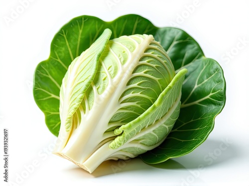 A single cabbage head on a white background