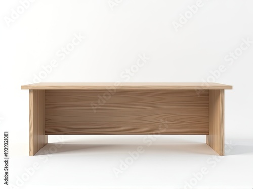 A simple wooden table on a clean white background