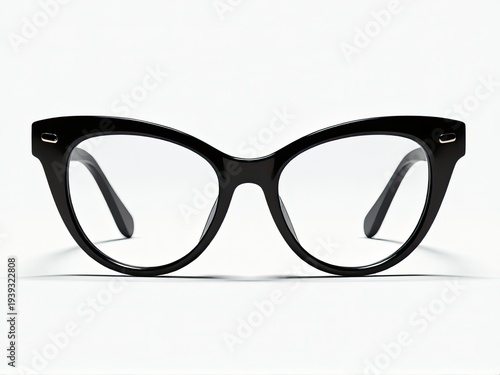A pair of glasses placed on a clean white surface, ideal for still life or product photography