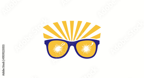 Stylish Sunglasses with Yellow Lenses and Sunburst Effect.