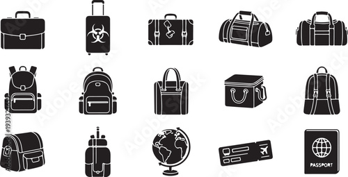 Set of 13 travel luggage icons vector
