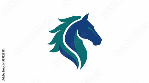 This image showcases a stylized horse silhouette in deep blues and greens, capturing a sense of freedom, power, and grace, perfect for equine enthusiasts.