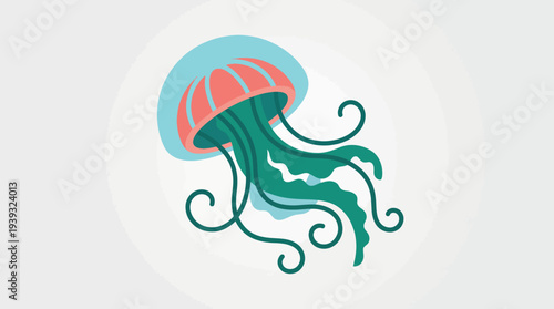 This colorful jellyfish illustration beautifully captures the essence of fluidity and depth. Its vibrant hues and flowing lines create an enchanting underwater narrative.