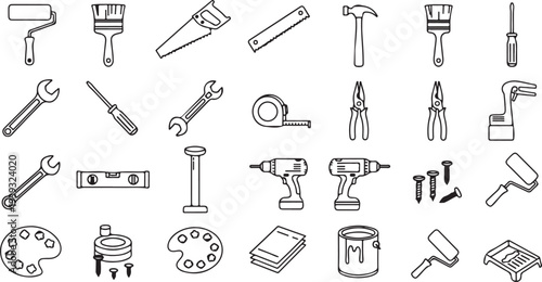 Set of 25 construction tools icons vector