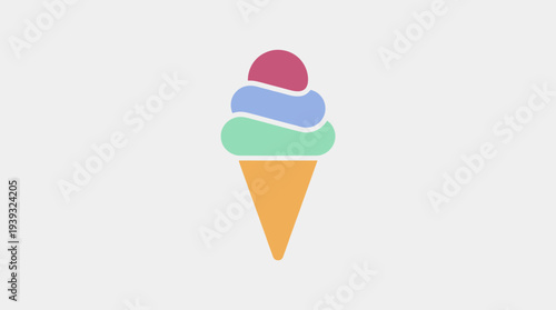 This image features a vibrant ice cream cone topped with colorful scoops, showcasing a blend of flavors that appeal to all ages and evoke a sense of joy and indulgence.