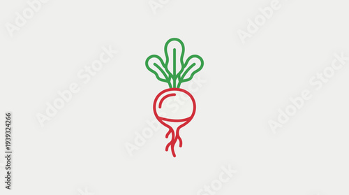This clean and simple radish illustration features a playful design, symbolizing healthy eating, agriculture, and freshness in a visually engaging manner.