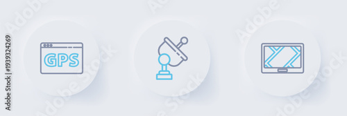 Set line Gps device with map, Radar and icon. Vector