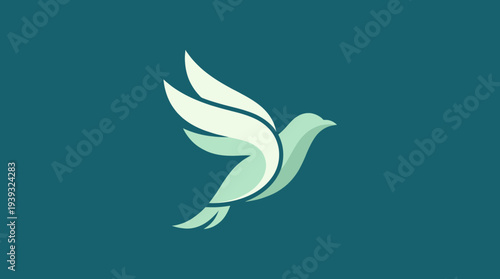 This elegant bird logo features smooth lines and shapes, representing freedom, peace, and nature, ideal for branding in wellness or eco-friendly markets.