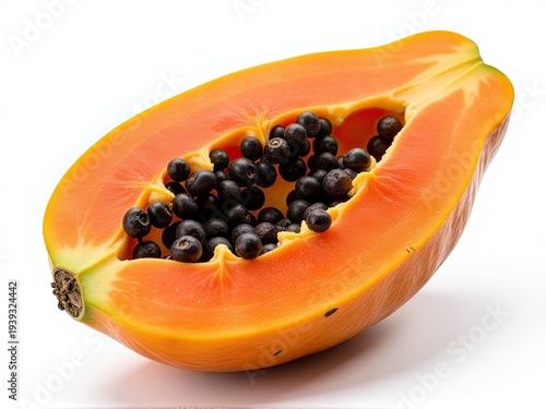 Fresh papaya with juicy blueberries inside