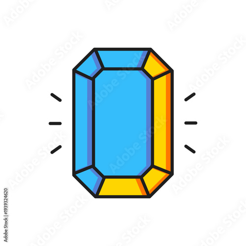 Color Diamond icon isolated on white background. Jewelry symbol. Gem stone. Flat filled outline style with shadow. Vector