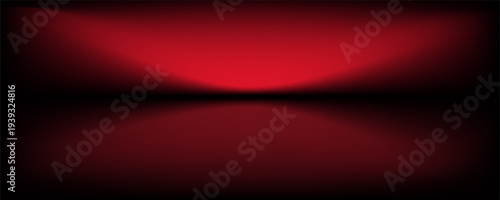 Red studio background. Abstract limbo podium studio room. Dark red gradient wall floor and spotlight scene. Showcase, promotion display. Vector stage mockup illustration