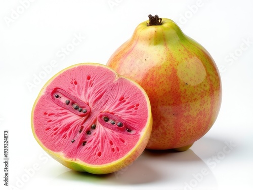 A detailed view of a fruit cut in half, great for food and still life photography
