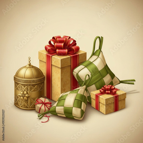 Traditional Eid gifts for children including decorative packages and boxes  