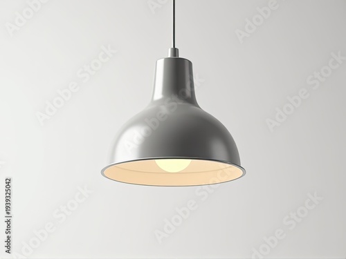 A single pendant light hangs from a ceiling, providing soft lighting