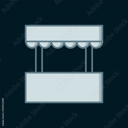 Line Ticket box office icon isolated on black background. Ticket booth for the sale of tickets for attractions and sports. Flat filled outline style with shadow. Vector