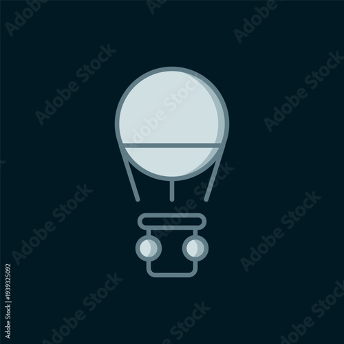 Line Hot air balloon icon isolated on black background. Air transport for travel. Flat filled outline style with shadow. Vector