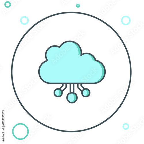 Line Cryptocurrency cloud mining icon isolated on white background. Blockchain technology, bitcoin, digital money market, cryptocoin wallet. Colorful outline concept. Vector