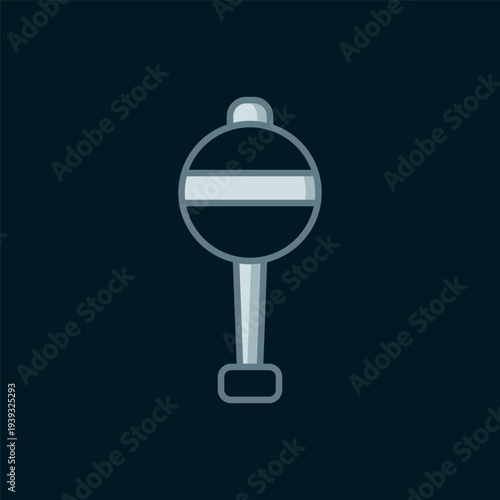 Line Rattle baby toy icon isolated on black background. Beanbag sign. Flat filled outline style with shadow. Vector